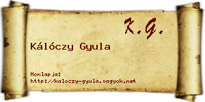 Kálóczy Gyula névjegykártya